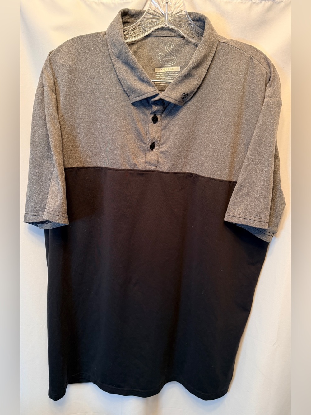 Swannies Men’s Size XL Golf Polo Shirt Black Gray Colorblock Logo Collar